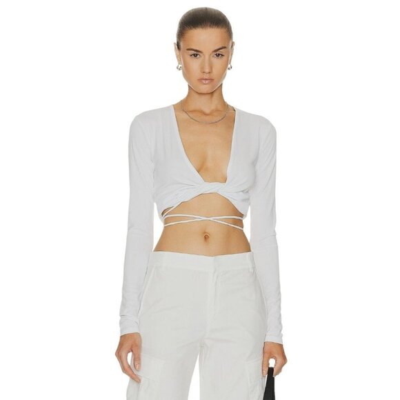 The Andamane Judy Wrap Top in White 42 6 8 Mew Womens Long Sleeve Blouse - Picture 1 of 8
